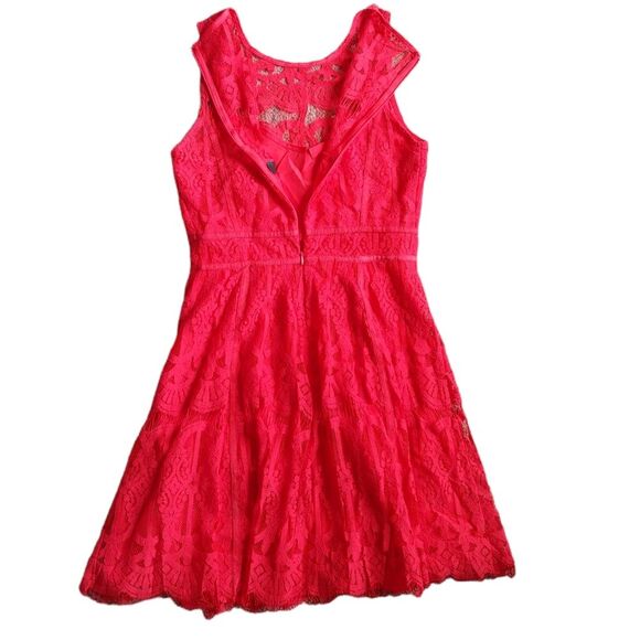 Adelyn Rae red lace sleeveless mini dress fit & flare size Small - Picture 3 of 9
